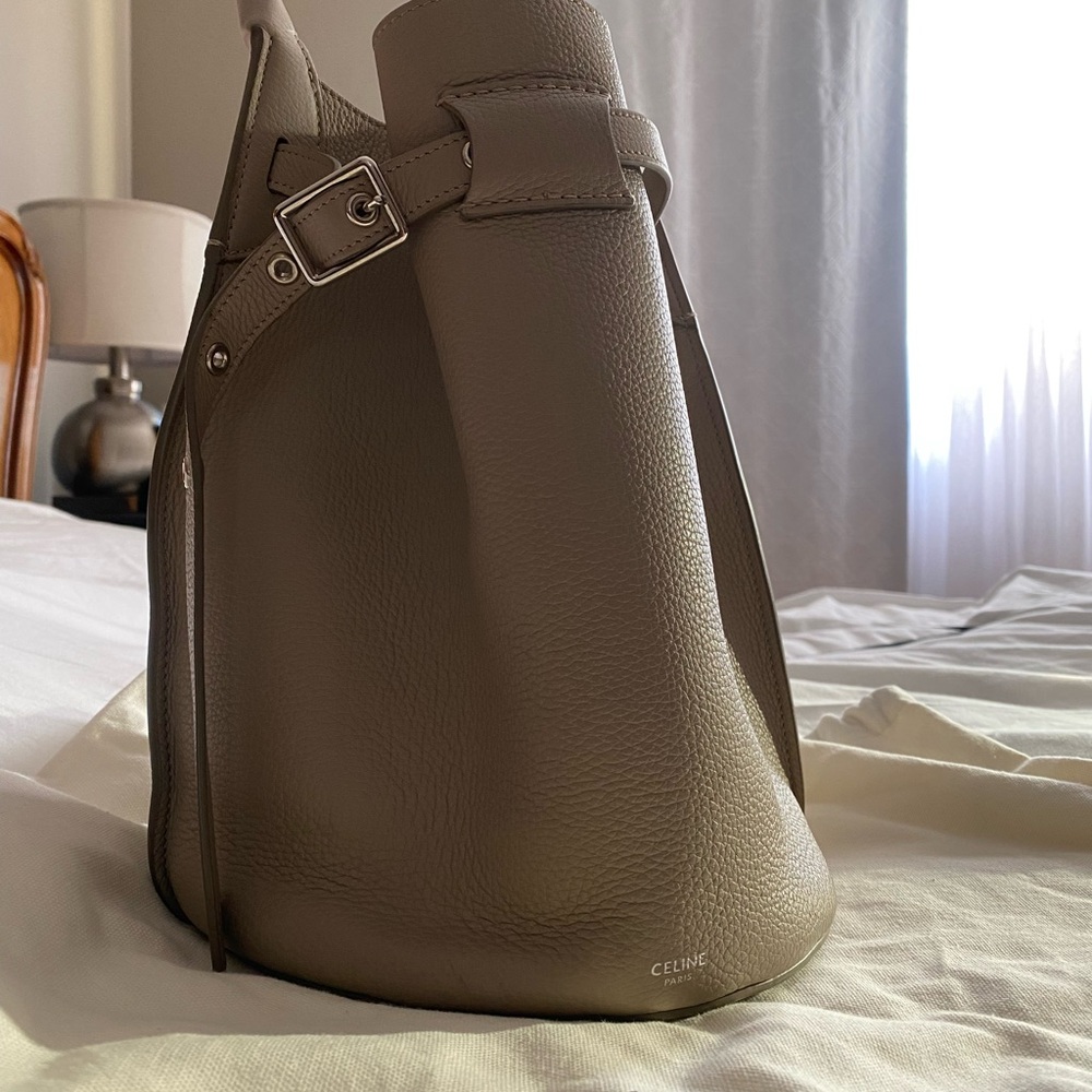 Celine Taupe Leather Bucket Bag